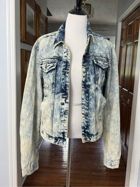 Blue Faith Acid Wash Jean Denim Jacket 2X Y2K 90s